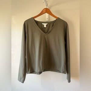 Athleta Olive Long Sleeve V-Neck Top